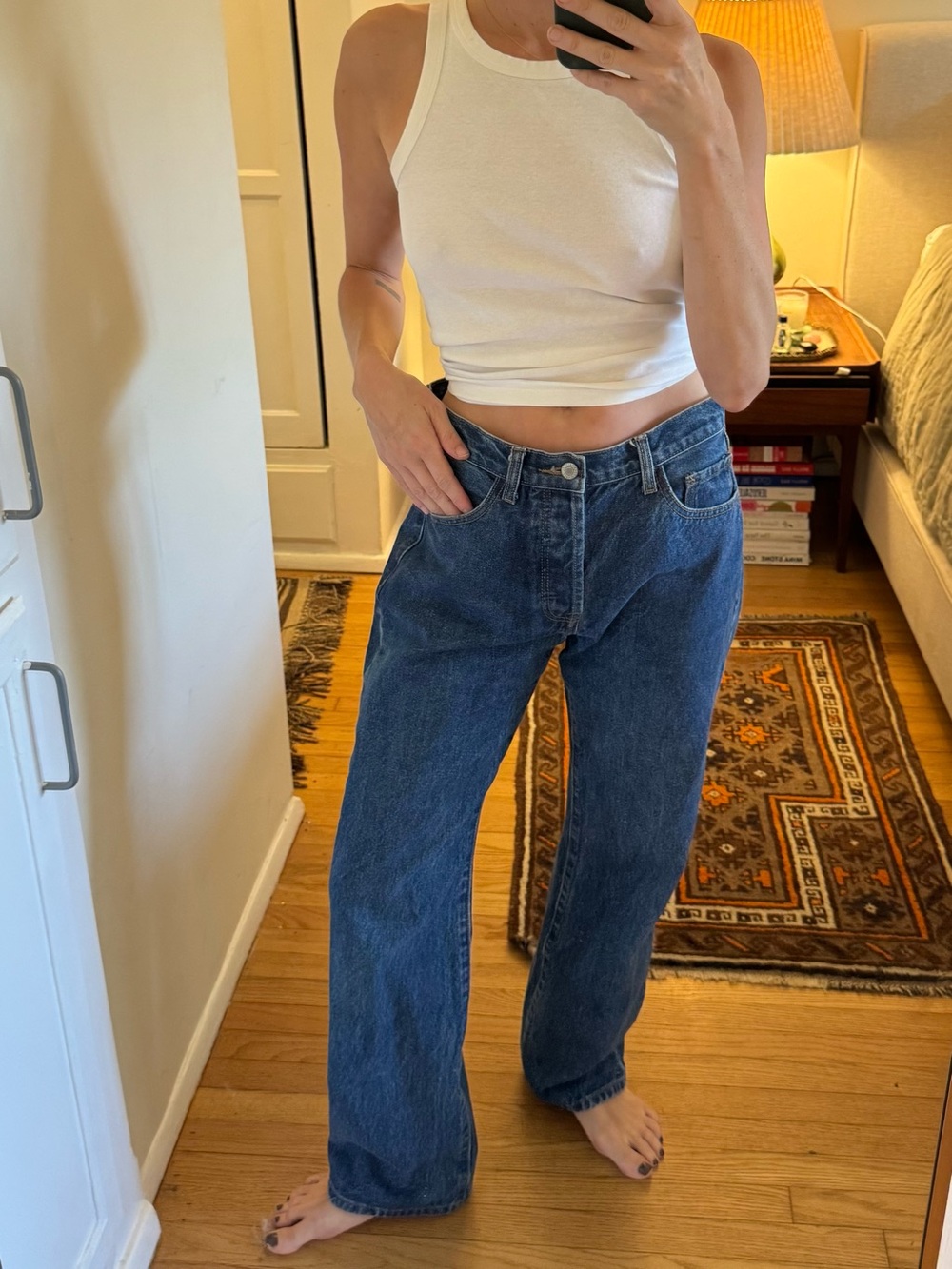 Vintage Blue Boyfriend Jeans - Mid Wash